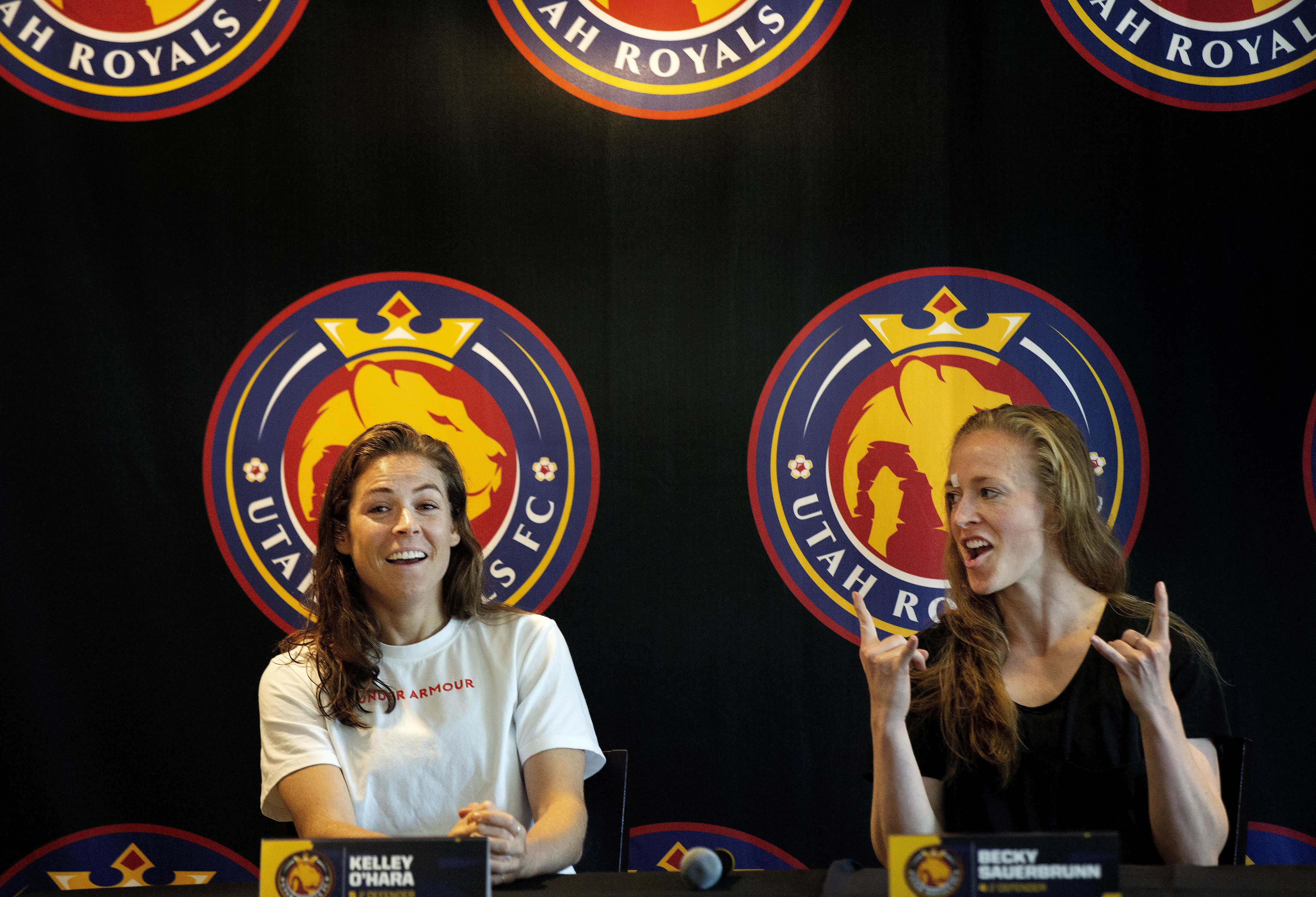 Utah Royals' Kelley O'Hara and Becky Sauerbrunn talk to the media about the United States' victory in the FIFA Women’s World Cup and their return to the Royals at Rio Tinto Stadium in Sandy on Wednesday, July 17, 2019. (Photo: Laura Seitz, KSL)