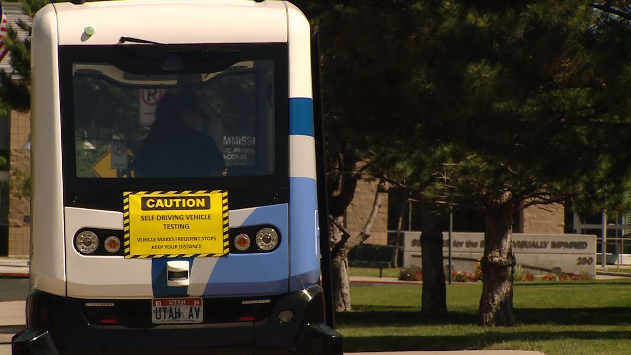 A state employee got his face badly bruised earlier this week when the driverless shuttle he was riding in came to an abrupt stop, and he hit the floor. (Photo: KSL TV)