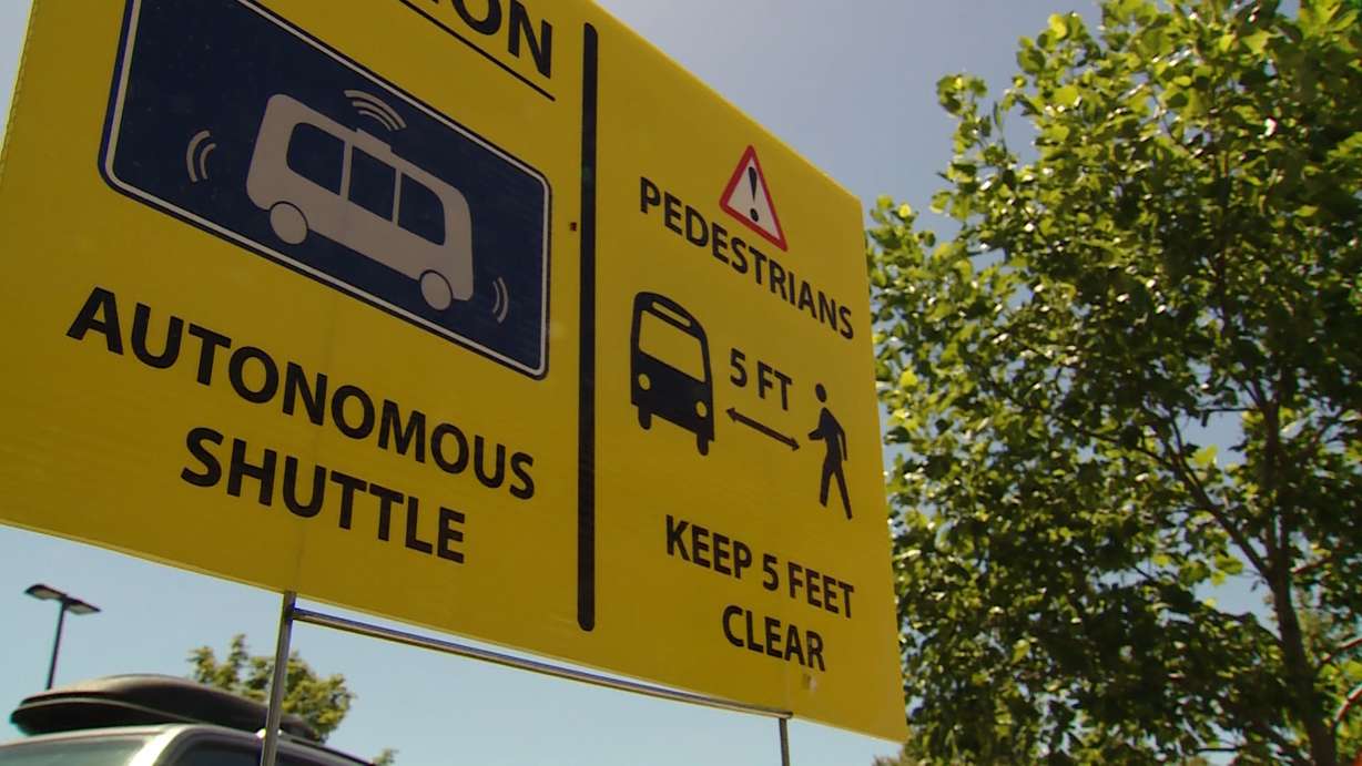 A state employee got his face badly bruised earlier this week when the driverless shuttle he was riding in came to an abrupt stop, and he hit the floor. (Photo: KSL TV)