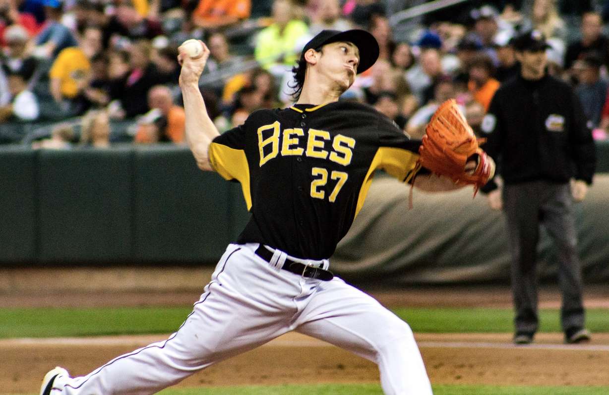 Salt Lake Bees pitcher Tim Lincecum throws a pitch during Salt Lake's game against Las Vegas at Smith's Ballpark on Sunday, Sept. 4, 2016. Lincecum allowed just one run on four hits in seven innings in his final appearance with the Bees this season. (Photo: Carter Williams, KSL.com, File)