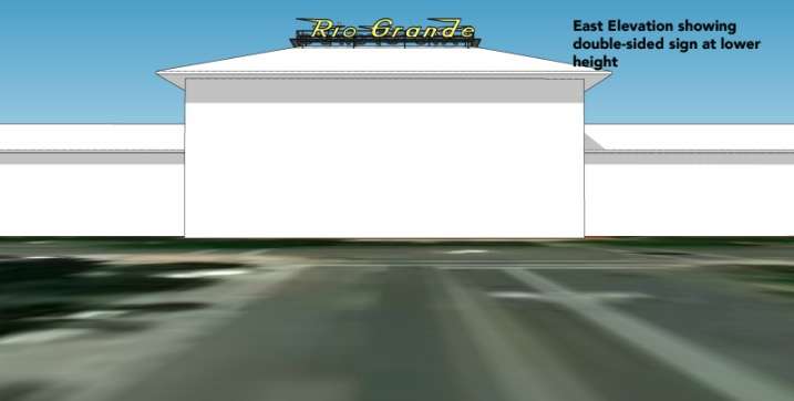 A mockup of the new Rio Grande Depot sign that's expected to be in place by mid-October. The sign is similar to the neon design it's replacing, but will be two-sided — facing east and west — unlike the old sign. (Drawings courtesy Utah Department of Heritage & Arts)