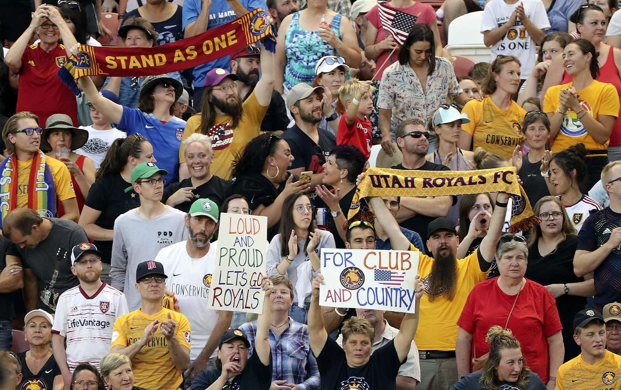 Fans cheer as the Utah Royals FC play the Portland Thorns FC in a soccer game at Rio Tinto Stadium in Sandy on Friday, July 19, 2019. (Photo: Kristin Murphy, KSL)