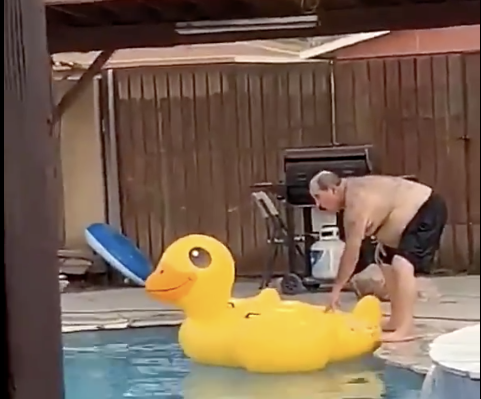 HYST: Man and pool float overboard