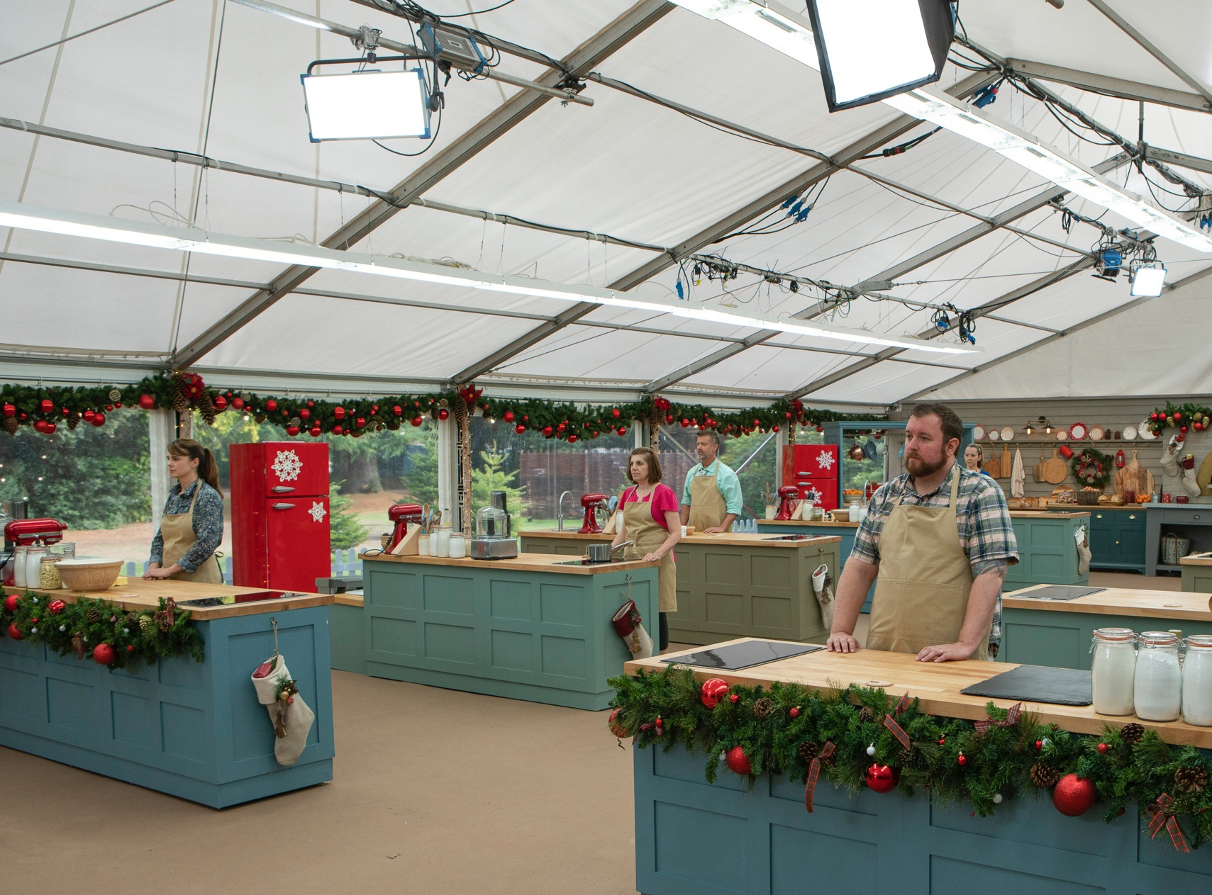 Snow inside, but hot outside as casts work on holiday shows