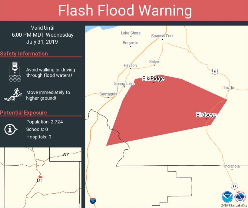 Flash flood warning issued for parts of Utah County | KSL.com