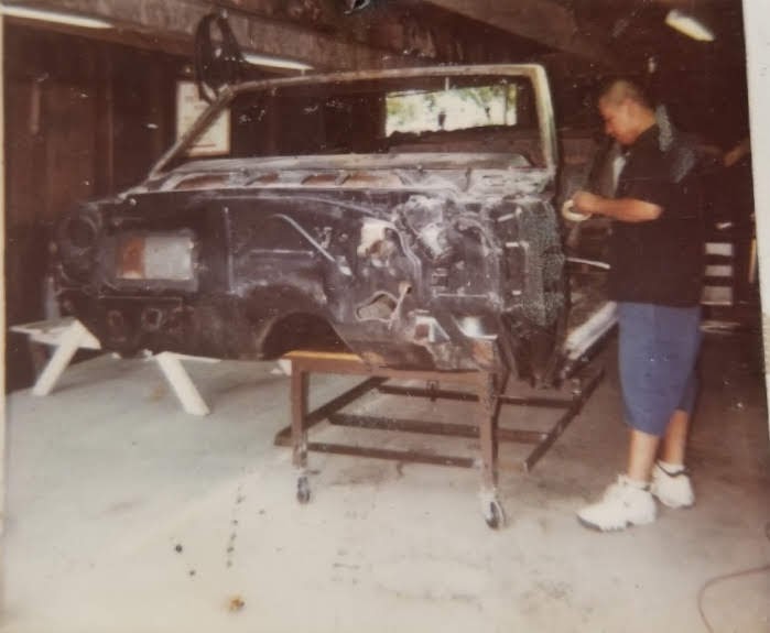 Richard Navarro's late friend Rudy Garcia checks out progress on the front end. (Photo: Courtesy Richard Navarro)