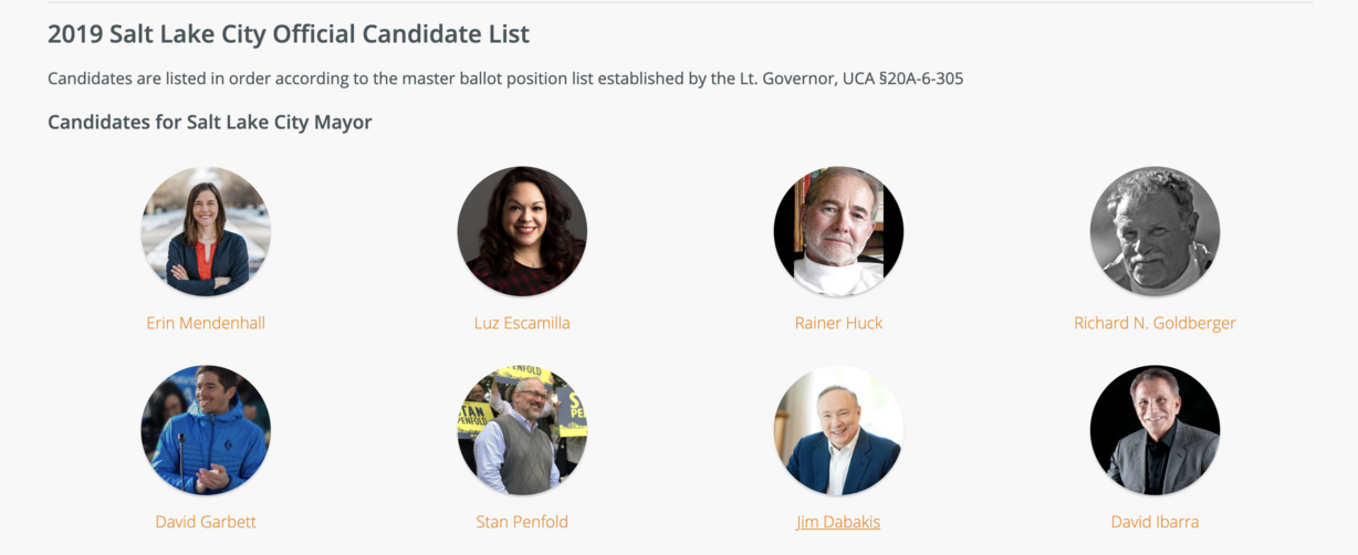 Slc.gov/elections/shows potential voters the electoral candidates and their positions. (Photo: Screenshot of slc.gov/elections/)