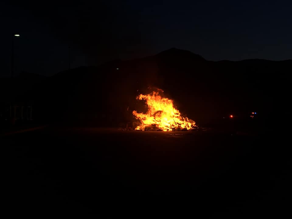 Garbage truck burns on Highway 89
