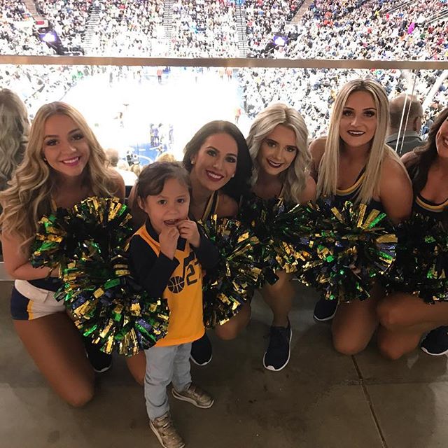Tumua Tavana's daughter Olive with the Utah Jazz dancers. (Courtesy of Tumua Tavana)