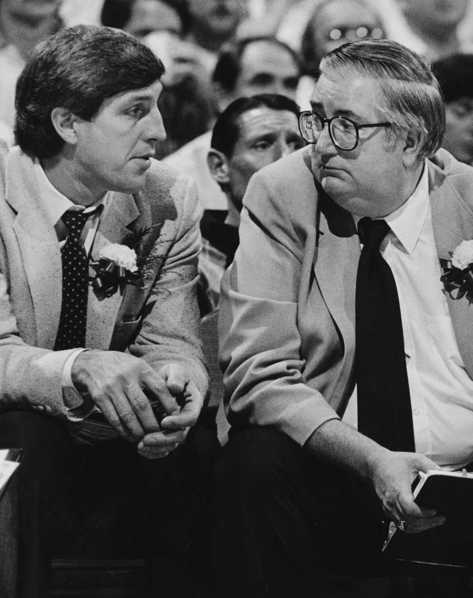 New Jazz Head coach Jerry Sloan, left, with Jazz President Frank Layden pictured in 1998. (Deseret News Archive)