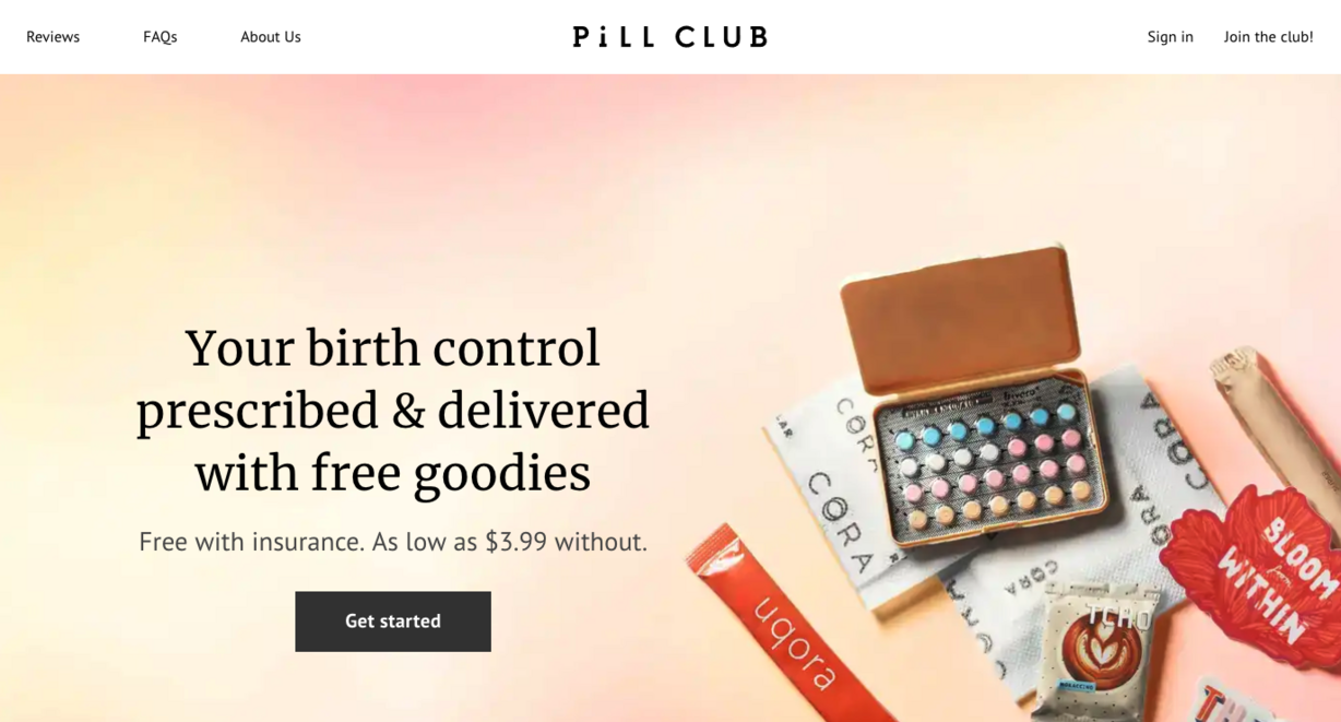 Photo: Screenshot of The Pill Club website