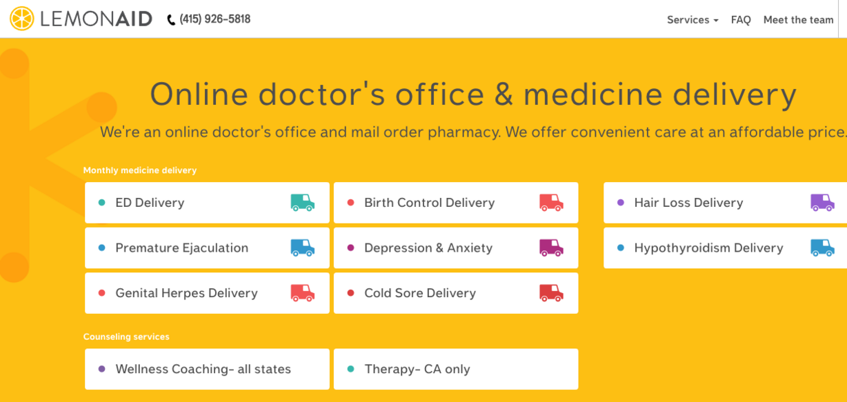Photo: Screenshot of LemonAid Health website