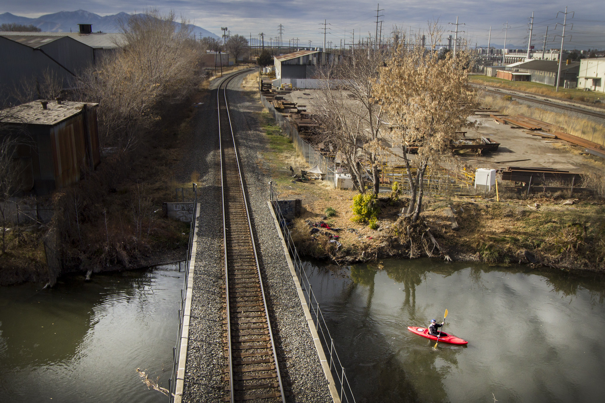 A man kayaks in the Jordan River about 300 feet northwest of where the Fisher Mansion and Carriage House is located on Saturday, November 25, 2017. (Photo: Carter Williams, KSL.com, File)