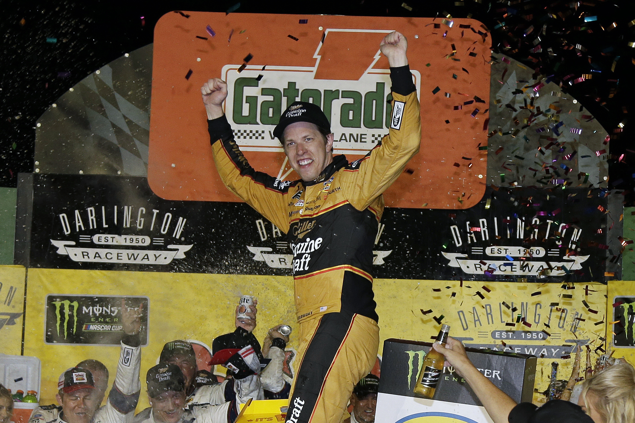 The Latest: Jones holds off Kyle Busch to win Darlington