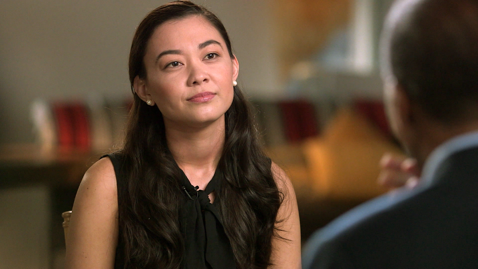 This image released by CBS shows Chanel Miller during an interview on "60 Minutes," airing on Sept. 22. Miller, who read a searing statement at the sentencing of the college swimmer who sexually assaulted her at Stanford University, has revealed her identity. She identifies herself in a memoir, "Know My Name," scheduled to be released Sept. 24. She will tell her story for the first time in an interview with Bill Whitaker on the popular news magazine show. (60 Minutes/CBS via AP)