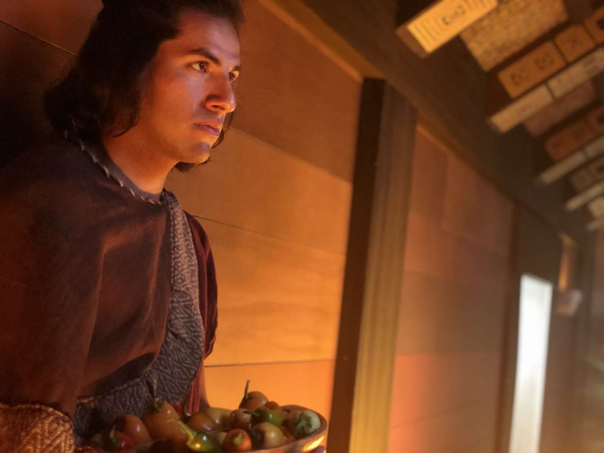 An extra stands at attention during the filming of a scene from The Book of Mormon videos due out Sept. 20, 2019. (Photo: Liesl Nielsen, KSL.com)