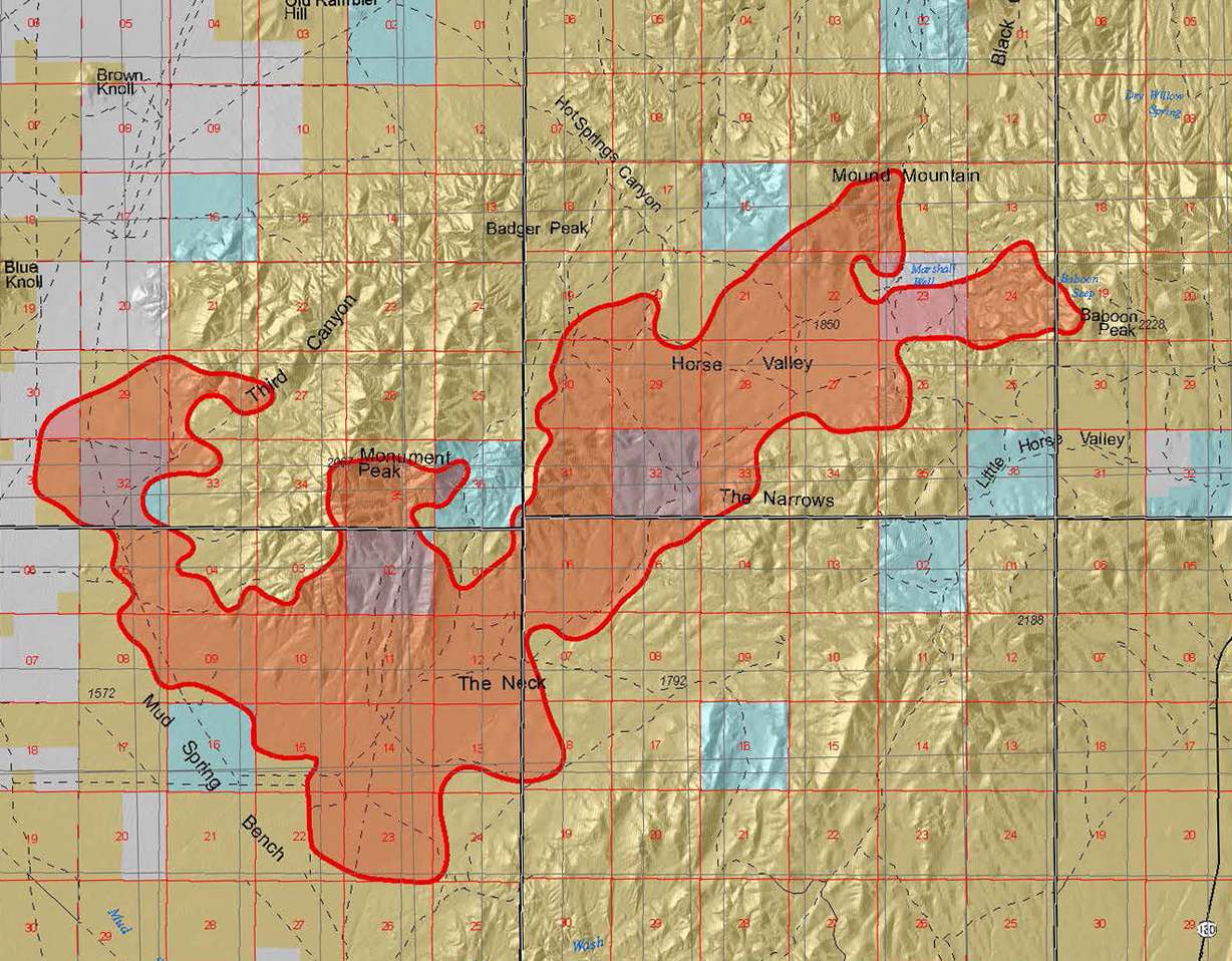 This map shows The Neck Fire, which is burning north of Cedar City. (Photo: Bureau of Land Management)