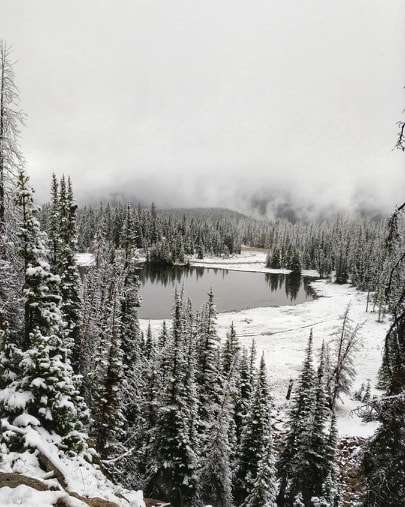 Snow fell on Wednesday Sept. 11, 2019 at Mirror Lake in Utah. (Photo: Andrey Meharg)