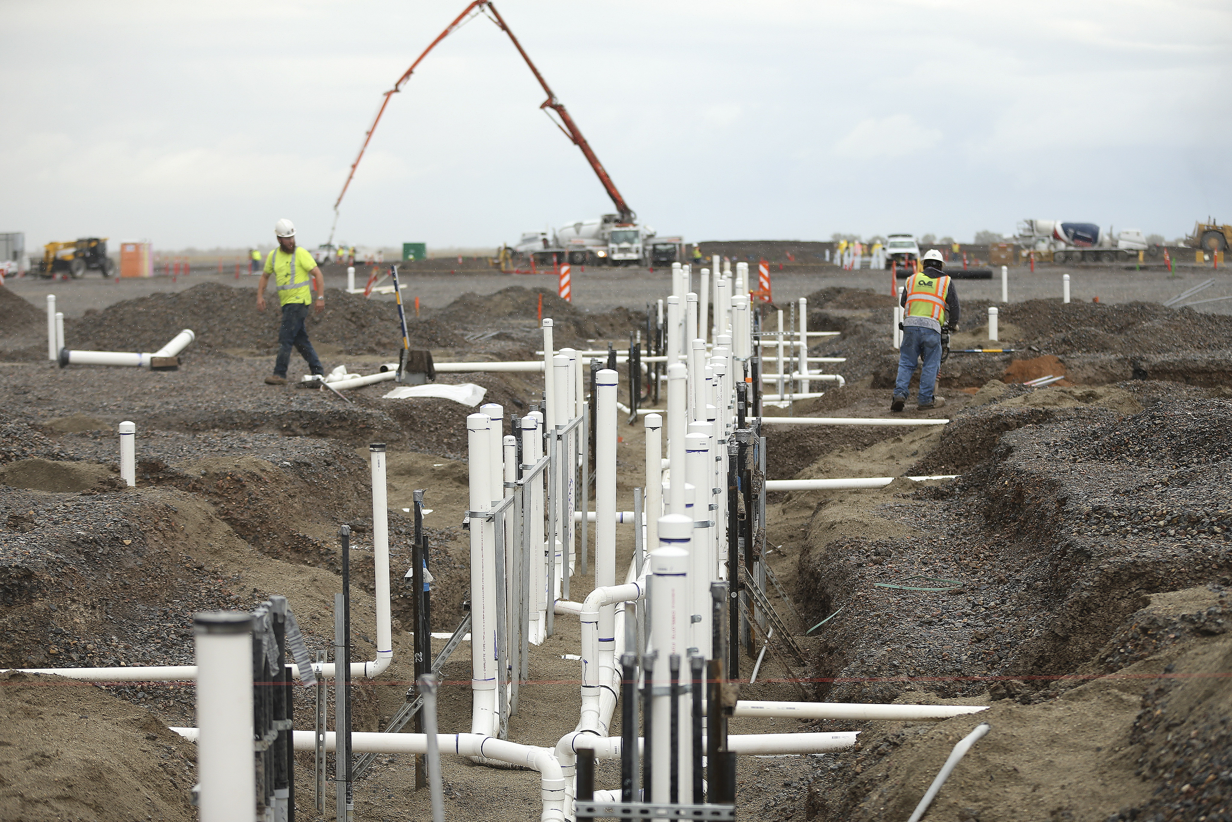 Plumbing is installed at the new state prison in Salt Lake City on Wednesday, Sept. 11, 2019. (Jeffrey Allred, KSL)