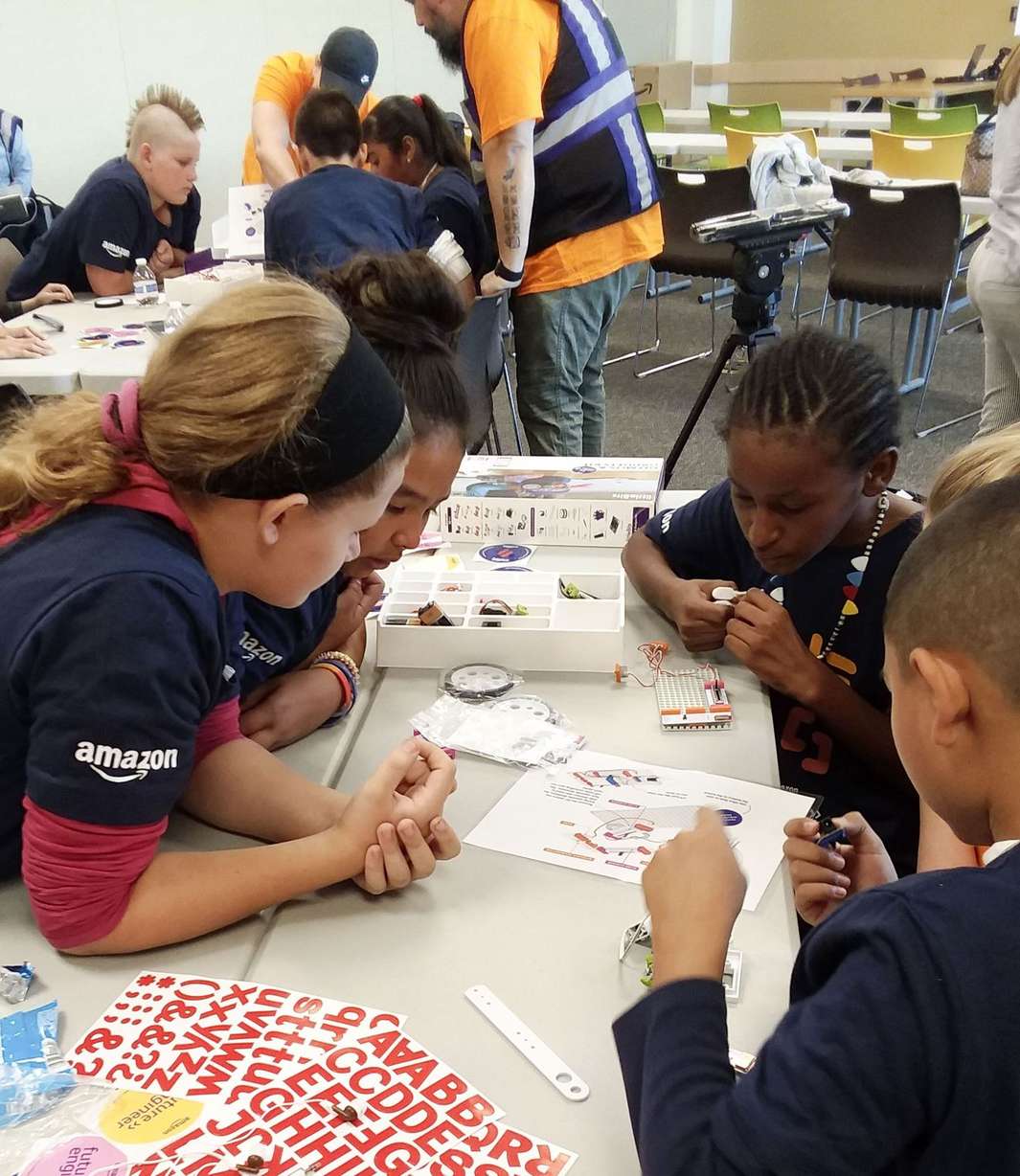 Woodrow Wilson Elementary School students embark on a robot-building mission at Amazon’s Salt Lake City fulfillment center on Thursday, Sept. 12, 2019. (Photo: Christina Giardinelli, KSL)
