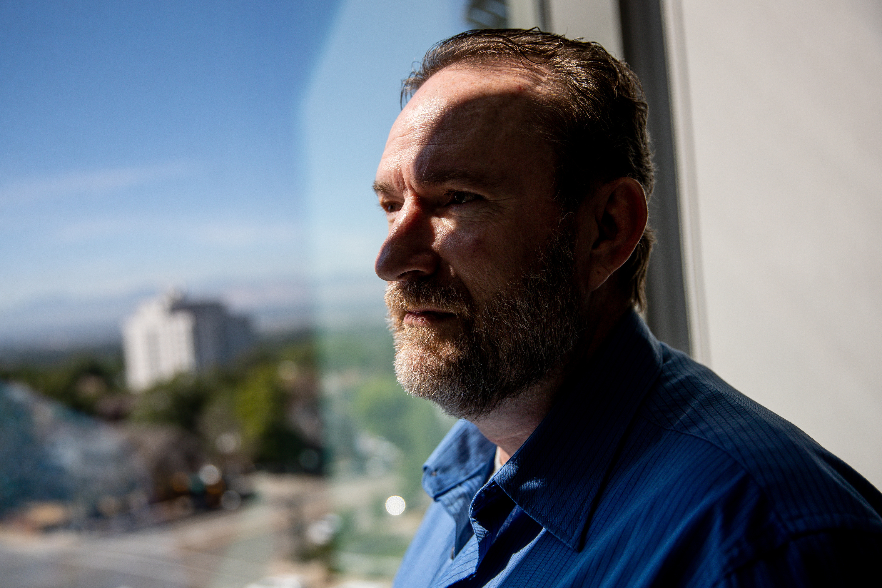 Chris Wickham, who was recently exonerated after serving 14 1/2 years in prison for sexual assault, poses for a photo at the S.J. Quinney College of Law in Salt Lake City on Friday, Sept. 13, 2019. (Photo: Spenser Heaps)