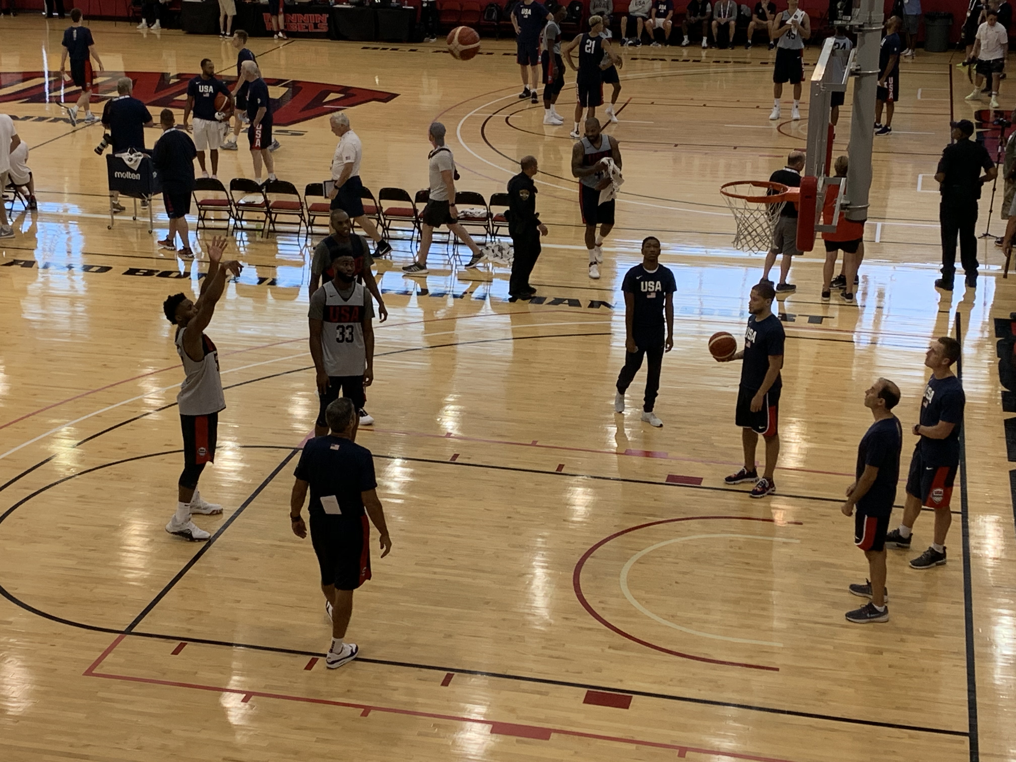 Utah Jazz guard Donovan Mitchell participates in training camp for the USA men's national team on Monday, Aug. 5, 2019 in Las Vegas. (Photo: Eric Woodyard, KSL.)