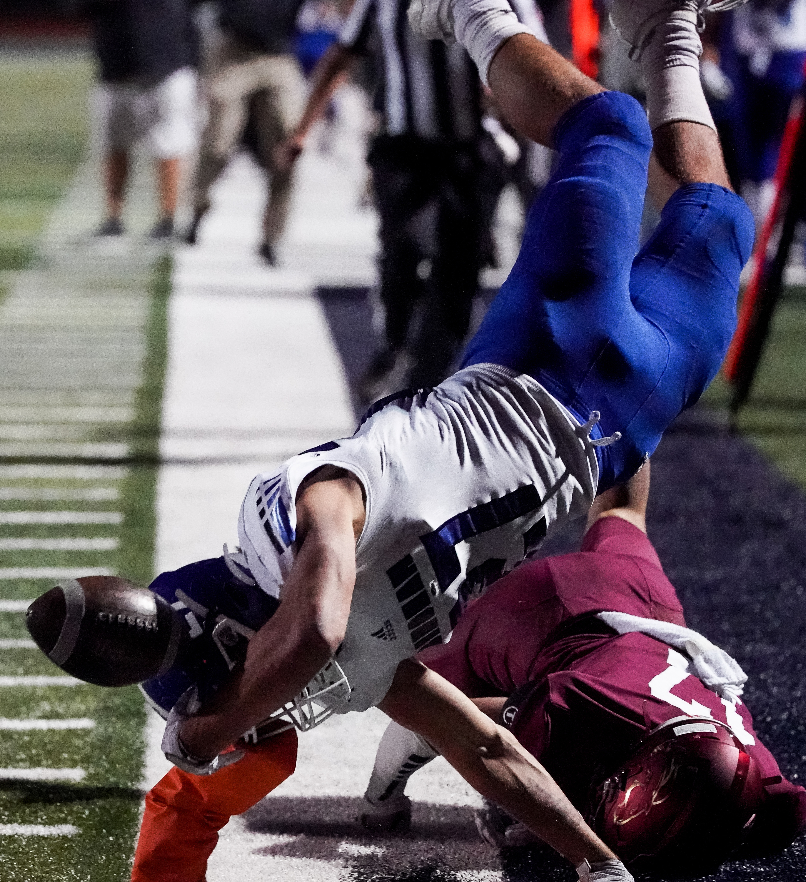 Two players collide during the Herriman-Bingham game on Thursday. (Spenser Heaps, KSL)