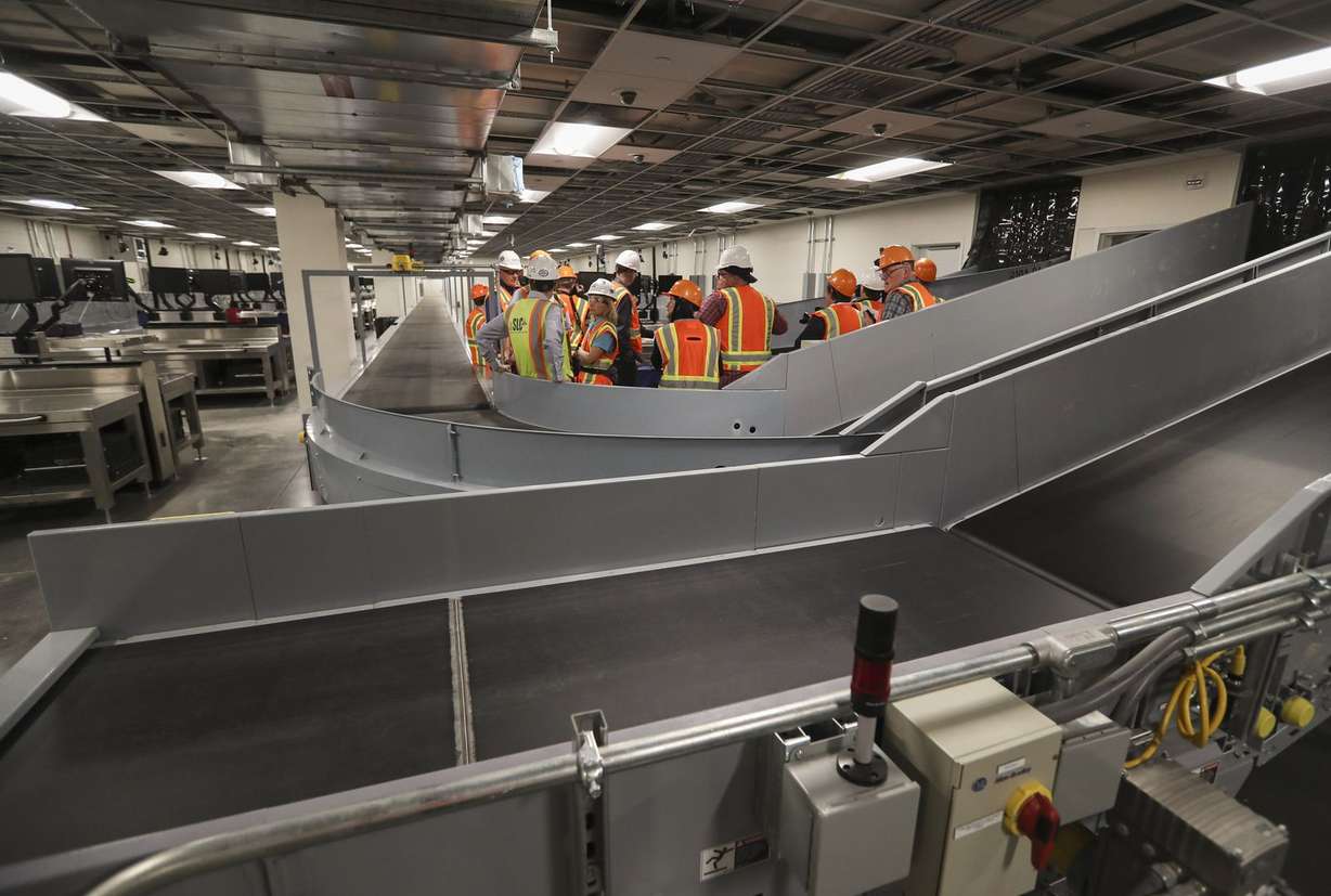 The new baggage screening room at Salt Lake City International Airport was part of a tour of construction progress on Monday, Sept. 23, 2019 (Photo: Steve Griffin, KSL)