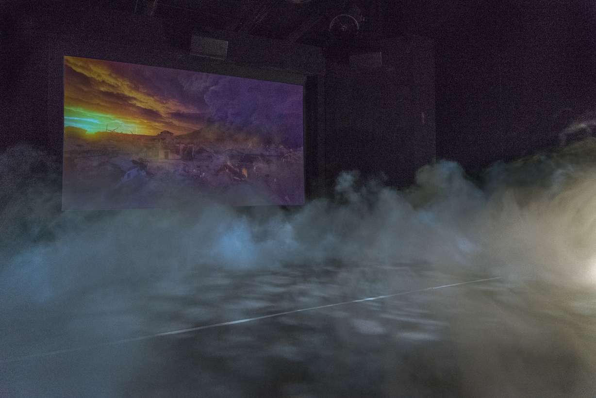 Smoke simulations of Mount Vesuvius' explosion in the 4D theater. (Photo: Scott Selenow, Immerse Agency)