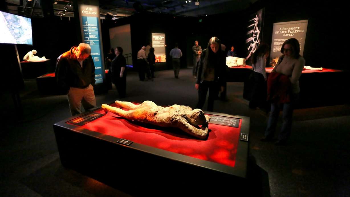 Display of body moldings of victims of Mount Vesuvius' explosion in Pompeii. (Photo: Scott Selenow, Immerse Agency)