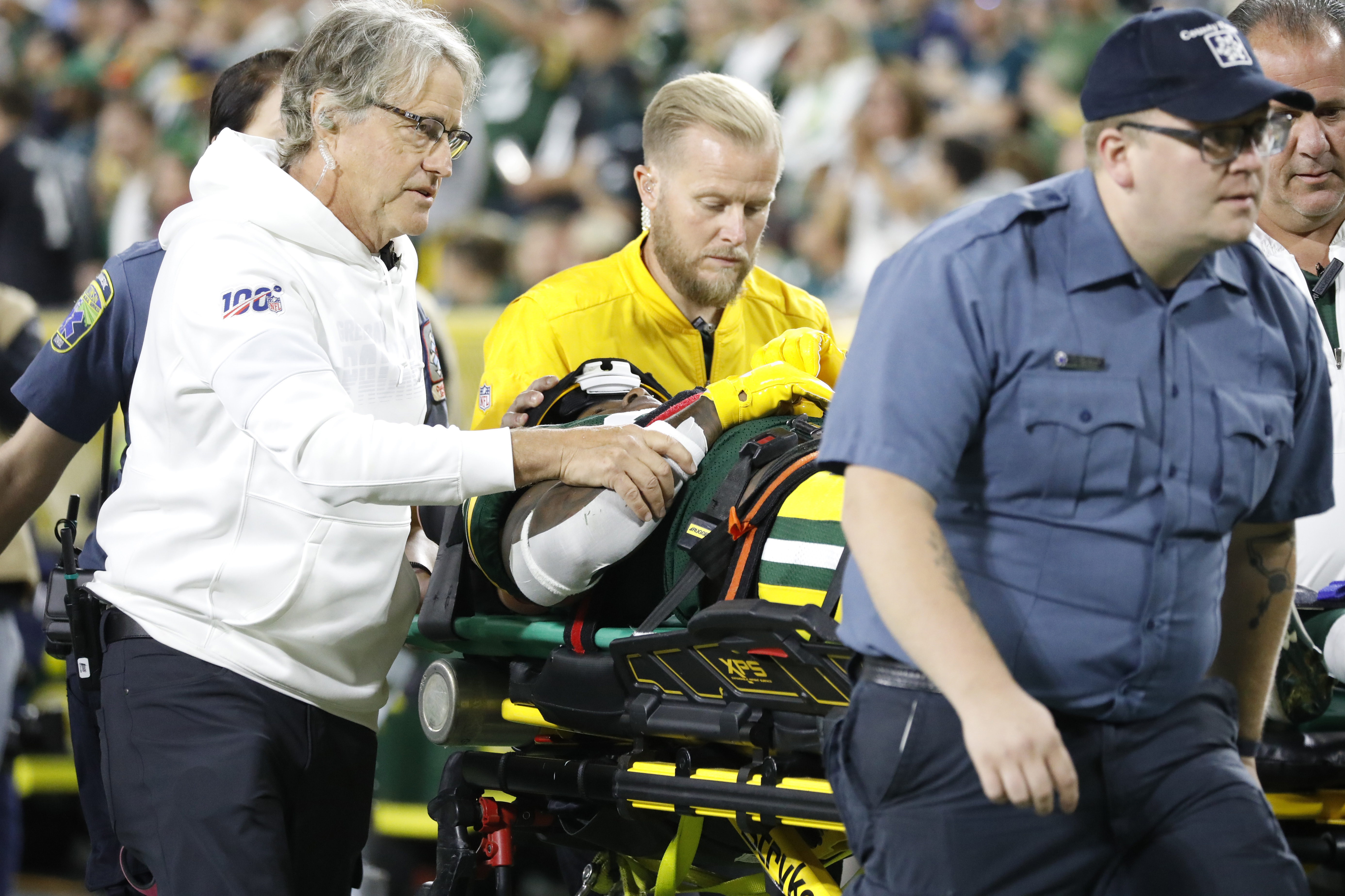 Packers RB Jamaal Williams out after hit to head