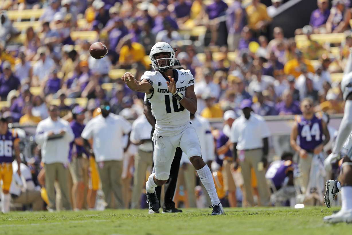 Utah State quarterback Jordan Love (10) passes in the first half of an NCAA college football game against LSU in Baton Rouge, La., Saturday, Oct. 5, 2019. (Photo: Gerald Herbert, AP)