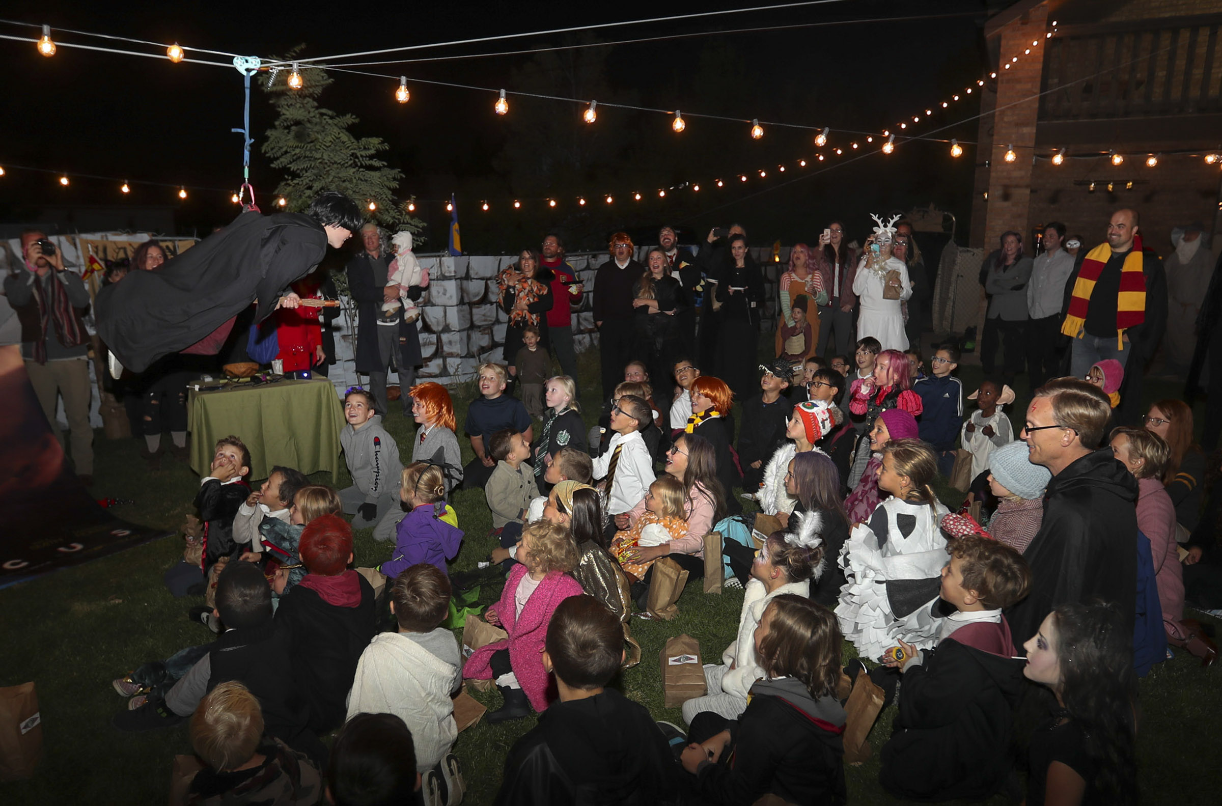 Neighbors celebrate wizarding world of Harry Potter with a backyard turned into Hogwarts