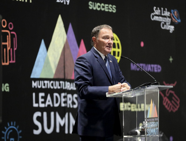 Gov. Gary Herbert speaks to students during the Multicultural Youth Leadership Summit at Salt Lake Community College in Taylorsville on Monday, Oct. 7, 2019. (Photo: Steve Griffin, KSL)