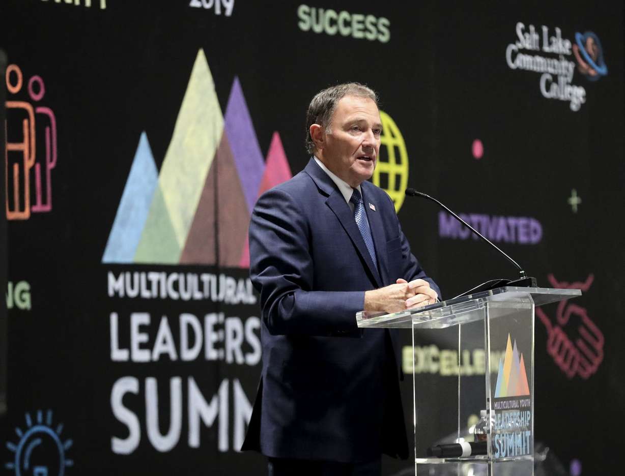 Gov. Gary Herbert speaks to students during the Multicultural Youth Leadership Summit at Salt Lake Community College in Taylorsville on Monday, Oct. 7, 2019. (Photo: Steve Griffin, KSL)