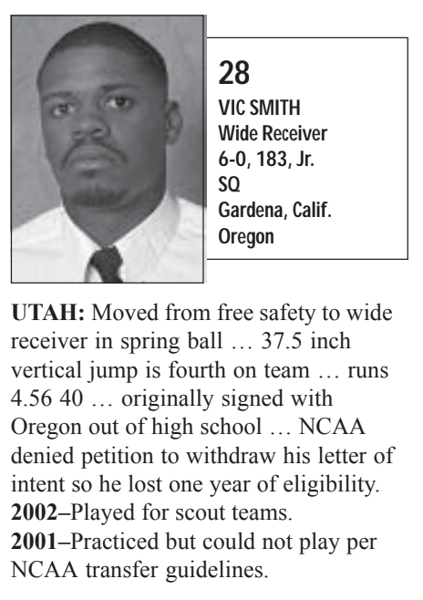 Vic Smith headshot in the 2003 Utah Media Guide (Utah athletic)