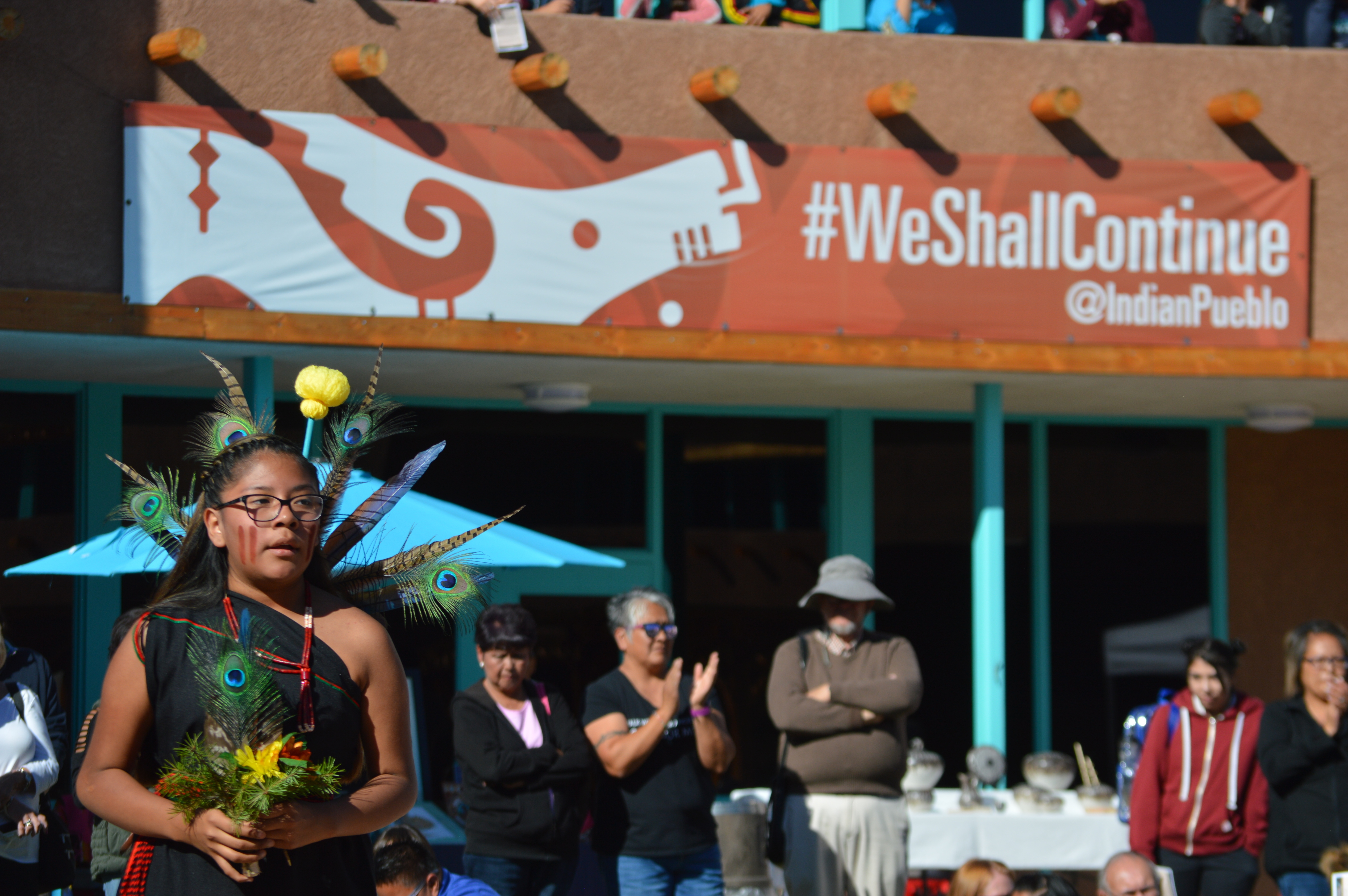 A dancer with the Acoma Sky City Ram Dancers from Acoma Pueblo, N.M. performs on Monday, Oct. 14, 2019, at the Indian Pueblo Cultural Center in Albuquerque, N.M. as part of New Mexico's first Indigenous Peoples Day. (Russell Contreras, AP Photo)