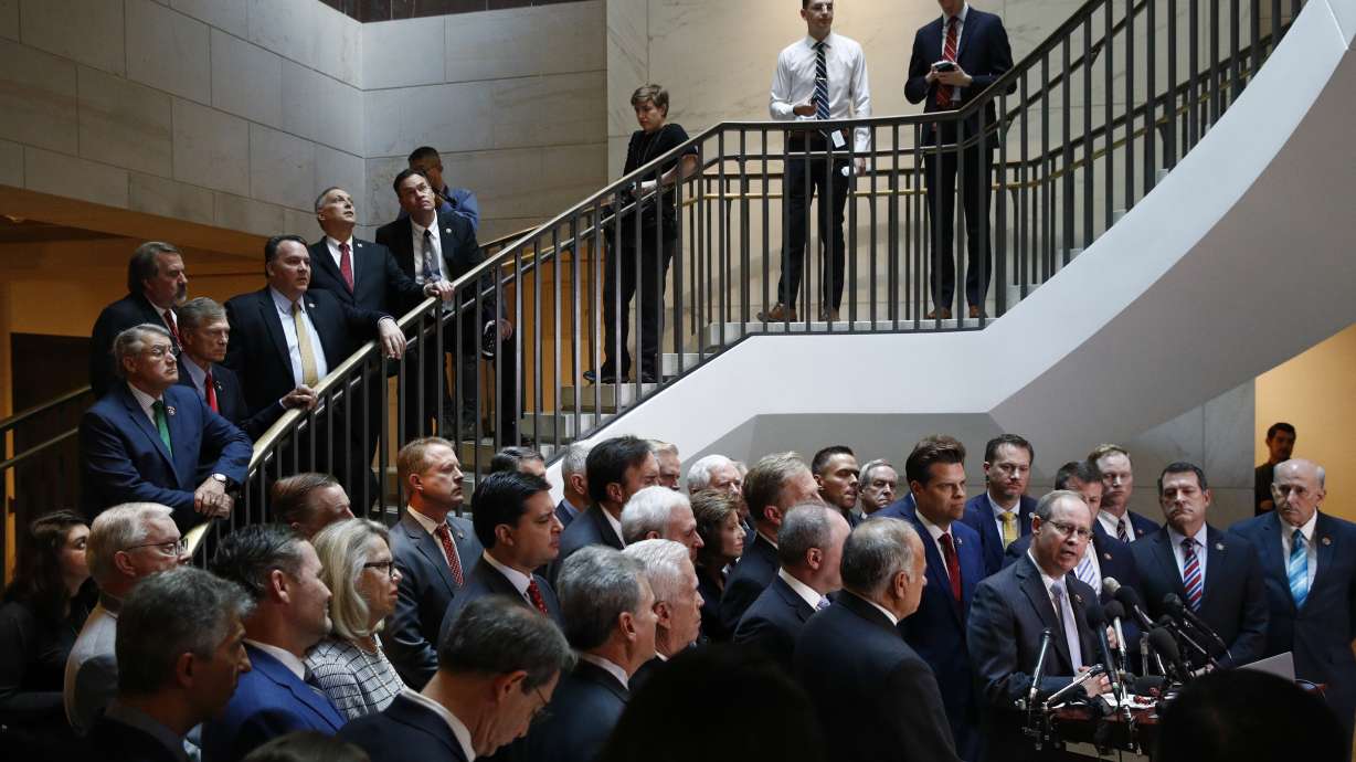 Chaotic scene as Republicans disrupt impeachment deposition