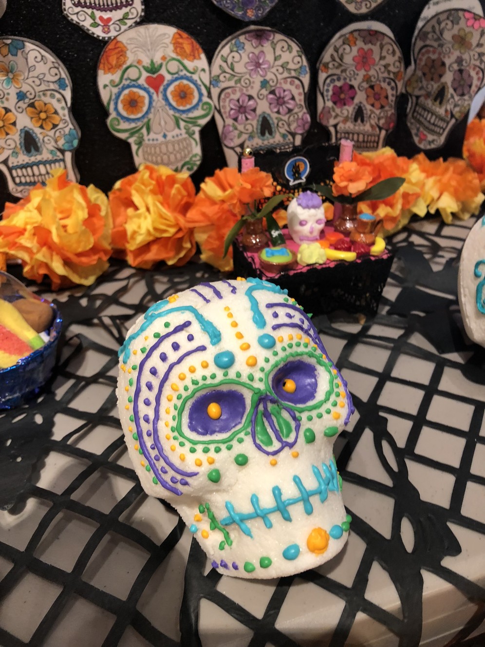 A calavera (sugar skull) displayed and decorated for Day of the Dead. (Susan Klinker/UCCC)