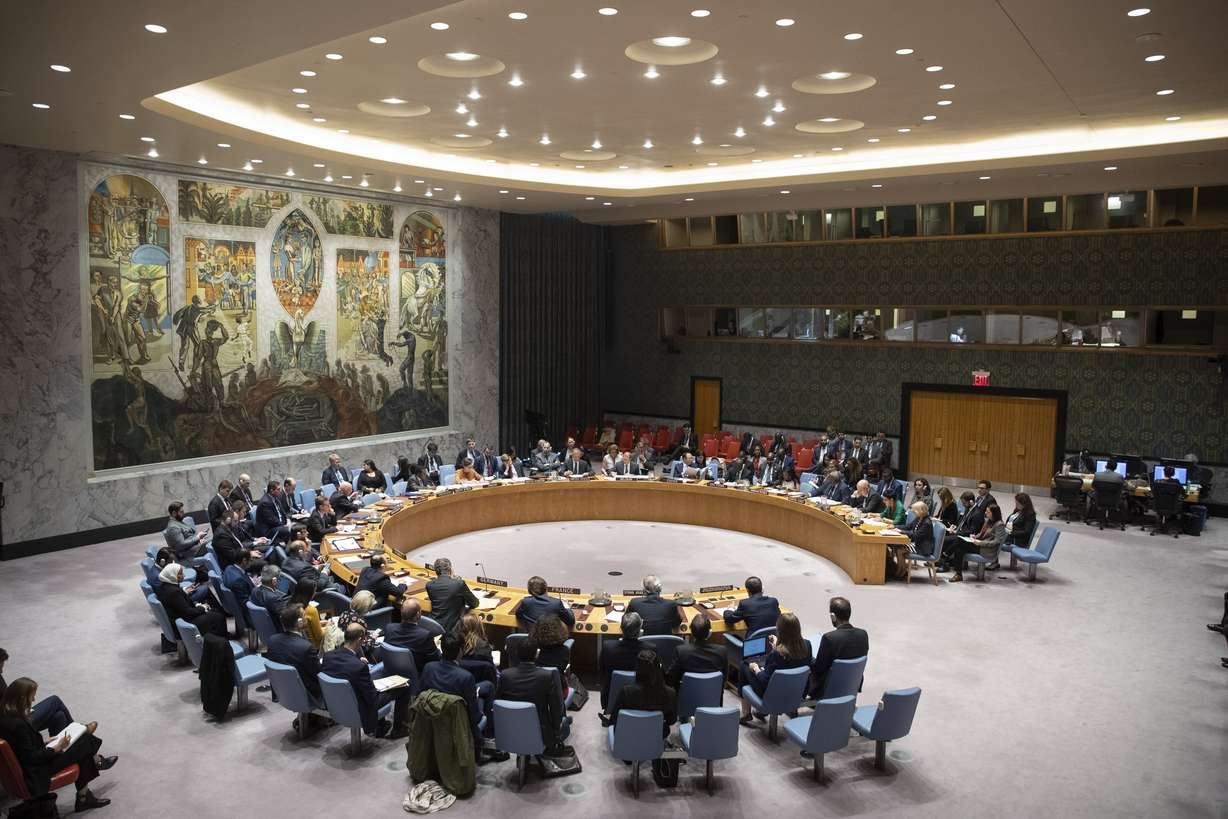The Security Council meets on the situation in Syria, Thursday, Oct. 24, 2019 at United Nations headquarters. (AP Photo/Mary Altaffer)