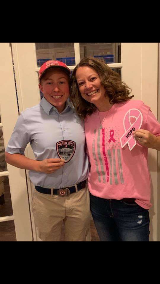Mother and son are both celebrating life after cancer. Andrew was diagnosed with stage 4 brain cancer at age 5 and spent two years in radiation and chemotherapy treatments. Missy was diagnosed with stage 3 breast cancer over 4 years ago and did radiation and chemotherapy treatments for several months. (Herber City Police Department)