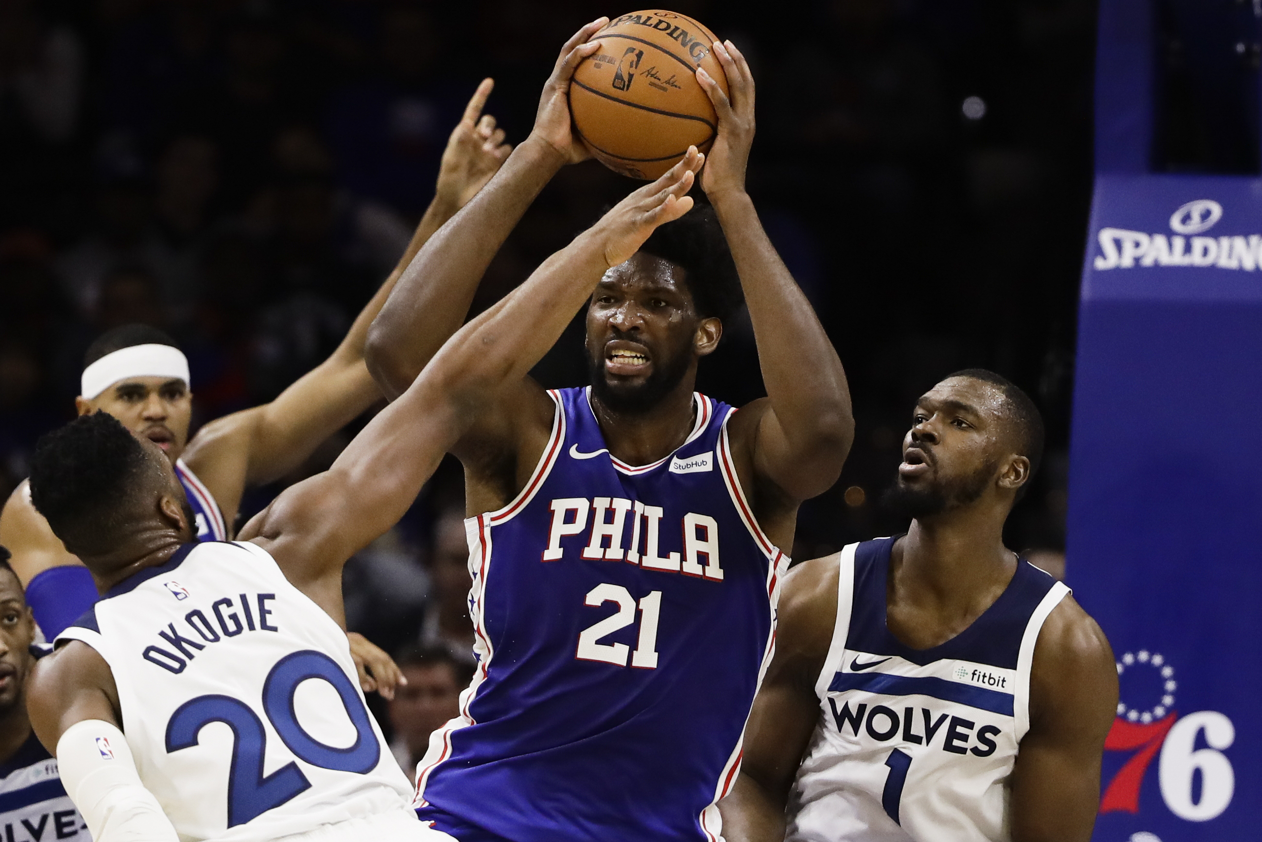Embiid, Towns ejected as Sixers rout T'Wolves 117-95