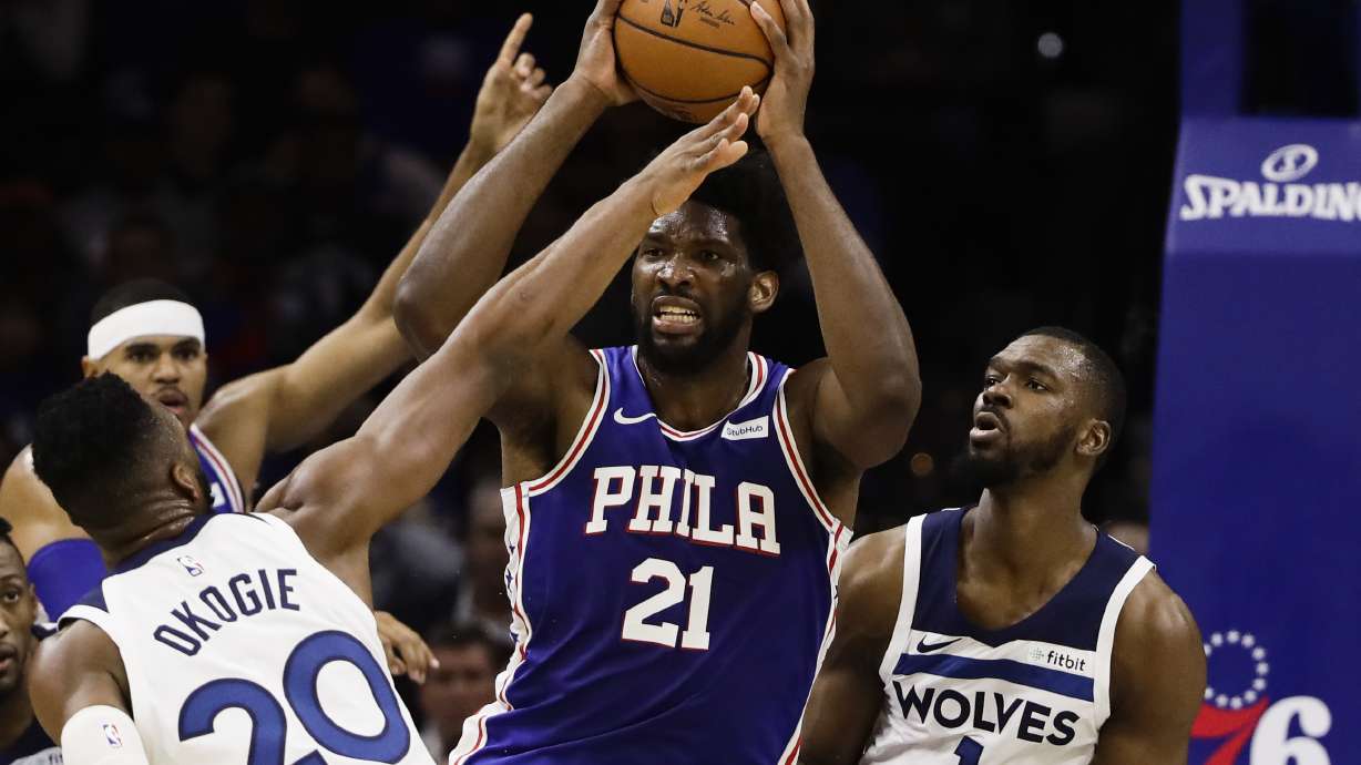 Embiid, Towns ejected as Sixers rout T'Wolves 117-95