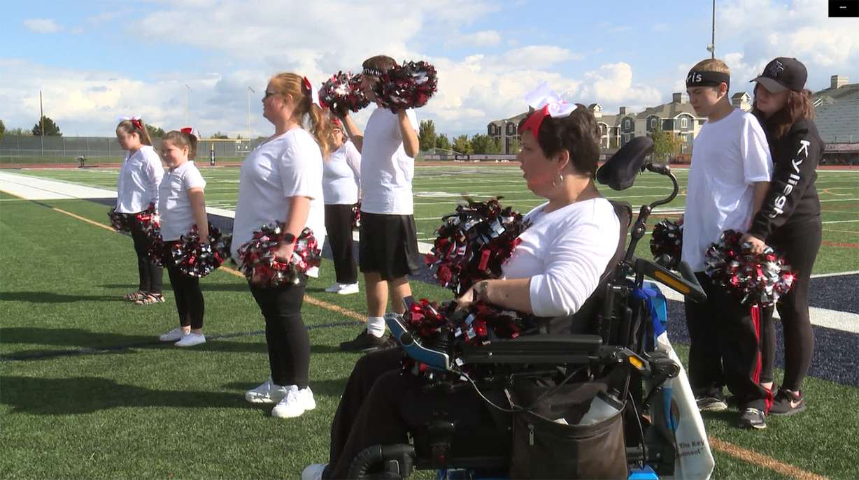 Inclusion Cheer participants during a weekly practice session. Photo: KSL TV