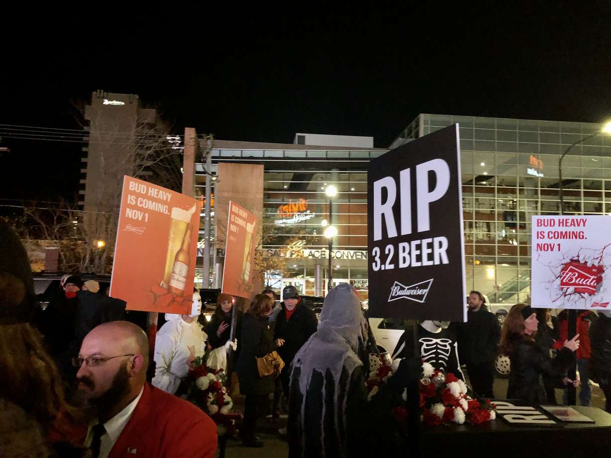 Budweiser held a "funeral" for 3.2 beer in Salt Lake City on Wednesday. (Carter Williams, KSL)