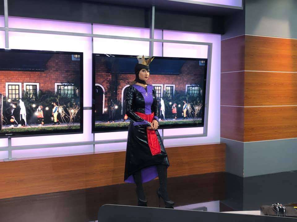KSL traffic anchor Haley Smith wears an Evil Queen from Disney's "Snow White" costume as part of the nine different Halloween costumes she wore during Thursday Oct. 31, 2019's morning broadcast. (Photo courtesy of Haley Smith)