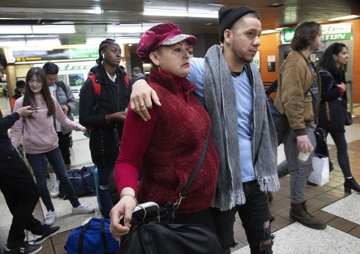 Luz Aurora Vidal and her son, Martín Batalla Vidal, line up to take a bus to Washington, Monday, Nov. 11, 2019, in New York. Martin Batalia Vidal is a lead plaintiff in one of the cases to preserve DACA. Photo: Mark Lennihan, AP Photo