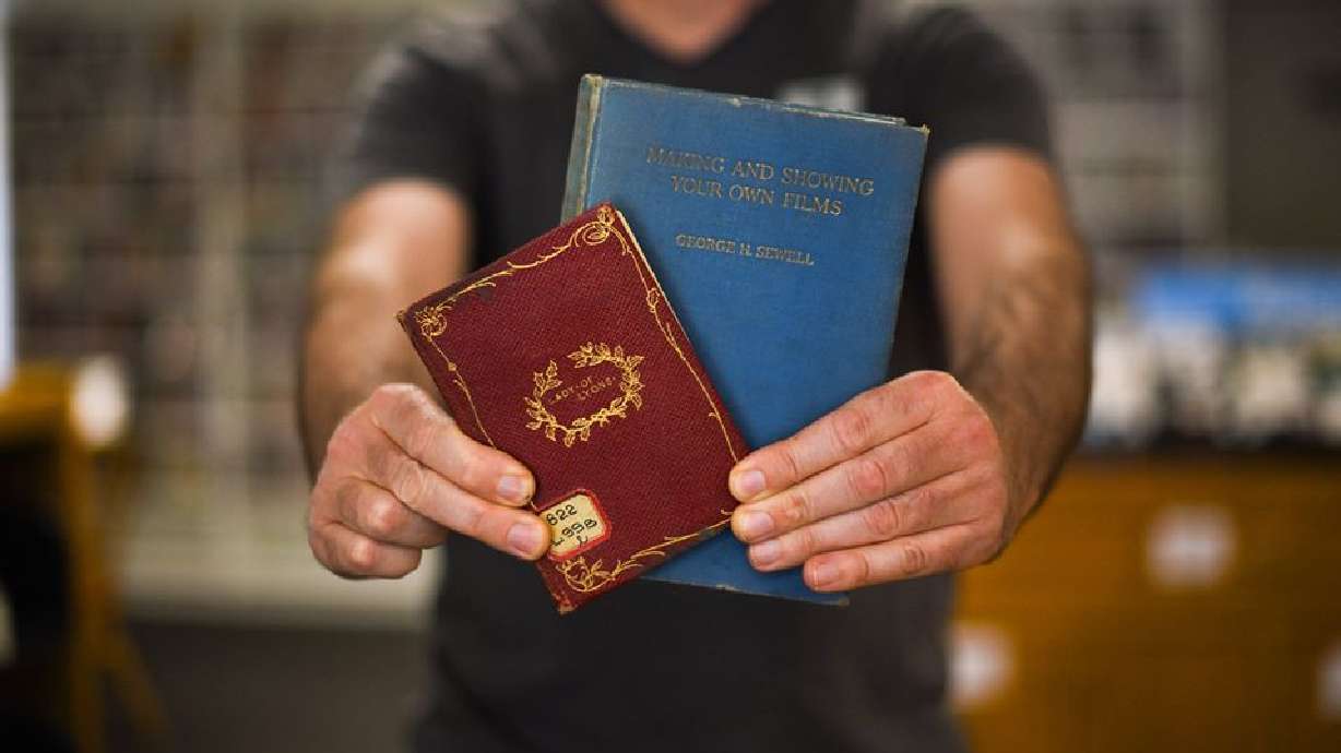 Vintage books discovered inside the walls of a flood-damaged Utah library