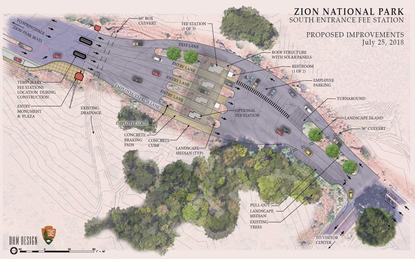 The redesigned configuration of the south entrance into Zion National Park. Photo: Courtesy of the National Park Service, St. George News