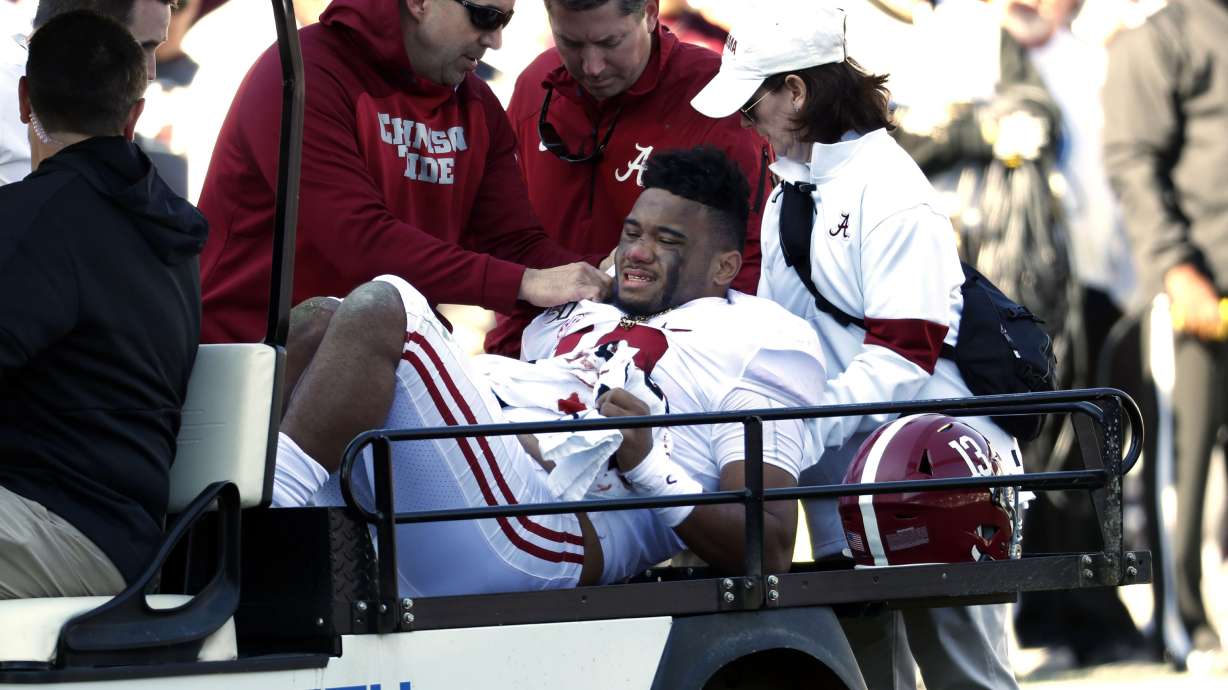 Tagovailoa out for season after hip injury vs Mississippi St